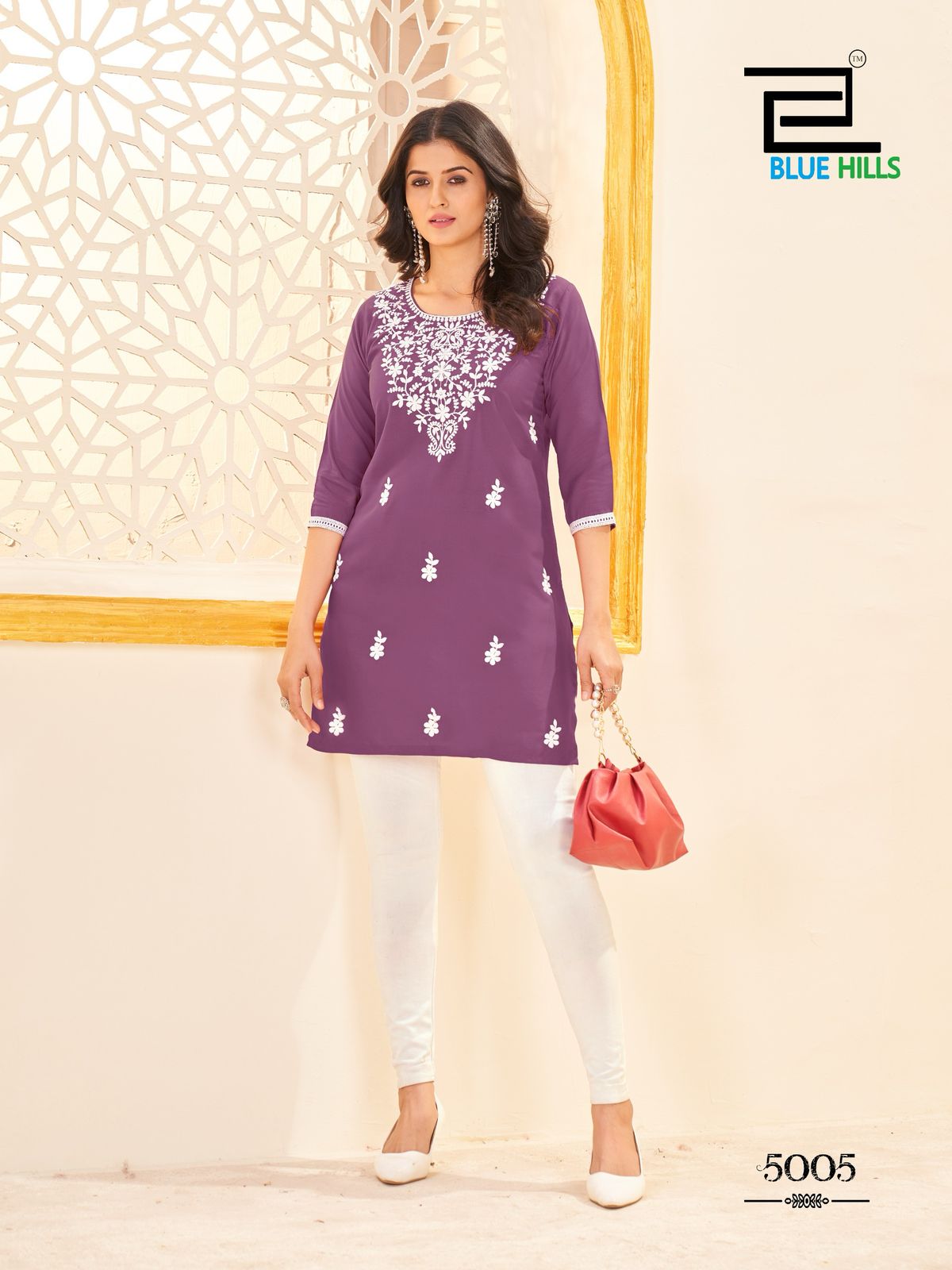 Amelia Vol 5 By Blue Hills Rayon Lucknavi Work Short Kurti Suppliers In India